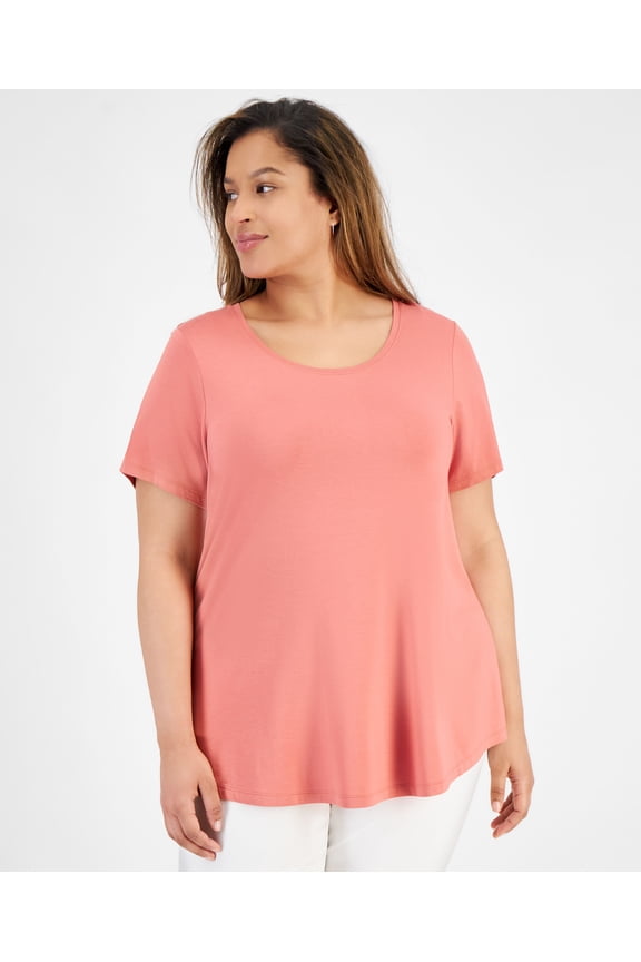 Plus Size Short-Sleeve Top Burnt Brick 1X