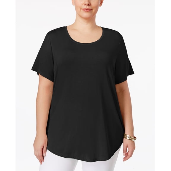 Plus Size Short-Sleeve Top Deep Black 4X