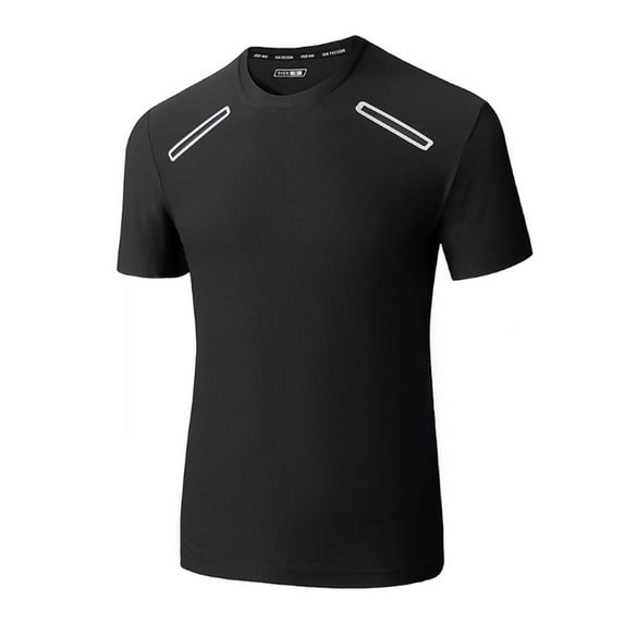 Plus Size Short SleeveShirt for Men Big and Tall Crew Neck Fast-Dry Sport Shirts for Men Summer Casual Pullover T-Shirts Black L