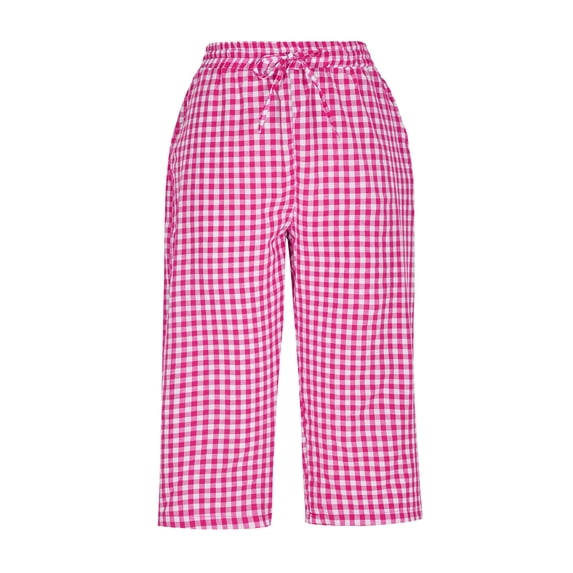Summer Shorts for Women with Pockets 100% Cotton Stripe Elastic Loose Straight Half Shorts