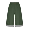 thumbnail image 1 of Womens Shorts with Pockets 100% Cotton Elastic Loose Straight Striped Cuff Half Shorts, 1 of 9