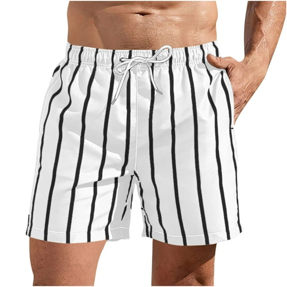 Plus Size Shorts for Mens Striped 7" Lightweight Beach Shorts Hybrid Quick Dry Shorts Lounge Breathable Sweatpants Hiking Outdoor Track Athletic Shorts with Pockets