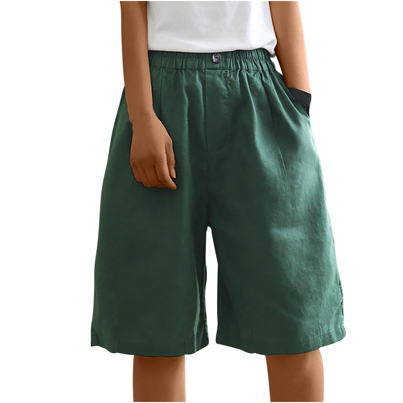 Plus Size Shorts for Women Comfy Cotton Linen Lightweight