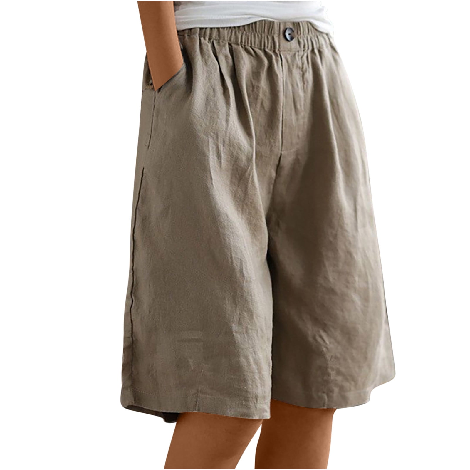 【送料&関税込】ChloAC Linen Short Pants With Bow Plus Size Shorts for Women Comfy Cotton Linen Lightweight