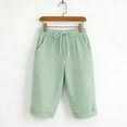 thumbnail image 1 of Womens Summer Shorts with Pockets 100% Cotton Stripe Elastic Loose Straight Half Shorts, 1 of 8