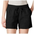 thumbnail image 1 of Plus Size Shorts for Women Summer 5 Inch Inseam Drawstring Linen Blend Shorts Thin Breathable Pants Denim Shorts Women Black L, 1 of 4