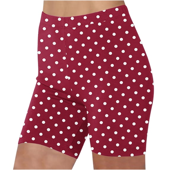 Plus Size Shorts for Women Summer Beach Short Pant Stretch High Waist Polka-Dot Print Tight Pants