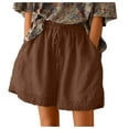 thumbnail image 1 of Plus Size Shorts for Women Summer Casual Cotton Linen Shorts Soft Elastic Waist High Waist Short with Pockets, 1 of 6