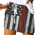 thumbnail image 1 of Plus Size Shorts for Women Summer Usa Flag Shorts Casual Drawstring Elastic Waist with Pockets, 1 of 5