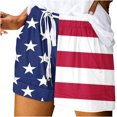 thumbnail image 1 of Plus Size Shorts for Women Summer Usa Flag Shorts Casual Drawstring Elastic Waist with Pockets, 1 of 5