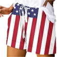 thumbnail image 1 of Plus Size Shorts for Women Summer Usa Flag Shorts Casual Drawstring Elastic Waist with Pockets, 1 of 5