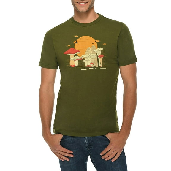Plus Size Shroomy Sunset Graphic Design Deluxe Jersey T-Shirt - Army Green 2XL
