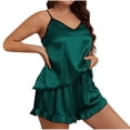 thumbnail image 1 of Plus Size Silky Pajamas for Women Two Piece Lounge Sleep Camisoles and Elastic Waist Shorts, 1 of 6