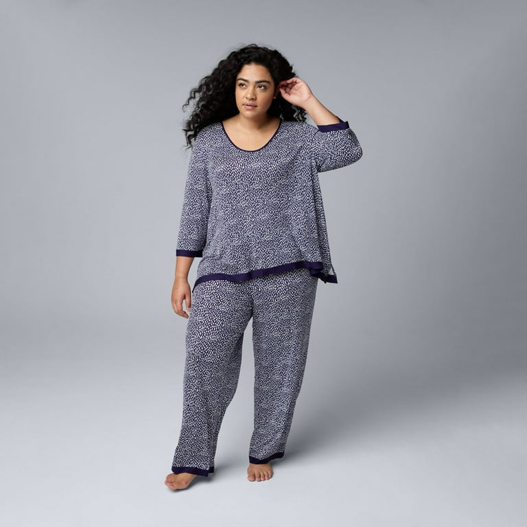 Plus Size Simply Vera Vera Wang 3 4 Sleeve Pajama Top Pajama Pants Set Color Blazer Texture Size 2X Walmart