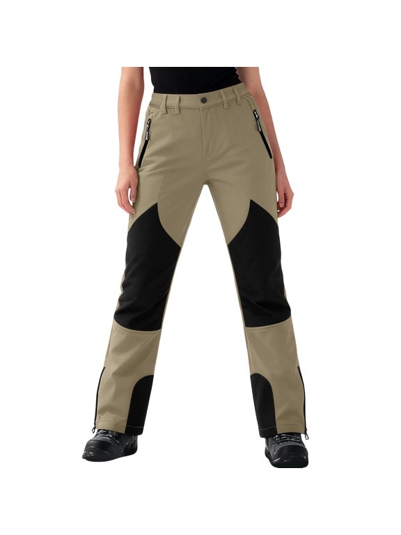 Plus Size Ski Pants Women,Fleece Lined Windproof Waterproof Outdoor Hiking Snowboard Trousers