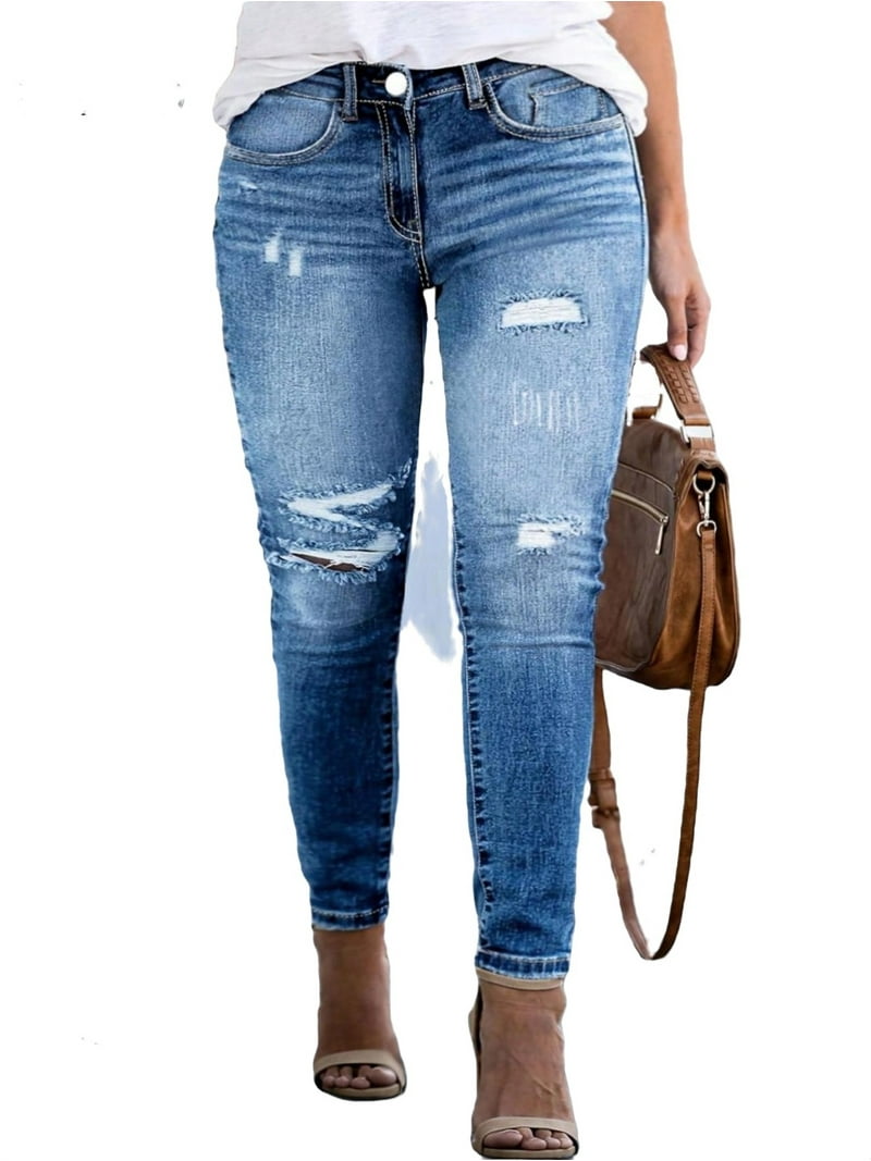 Plus Size Skinny Jeans Light Wash, All Over Print, Stretch