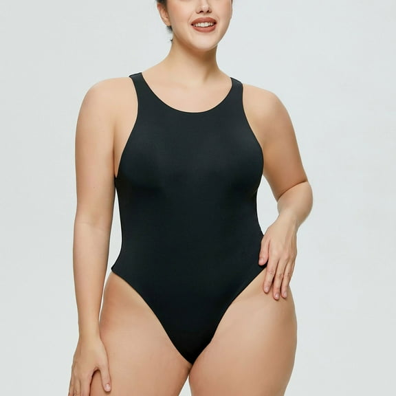 Plus Size Skinny Sexy Crew Neck Sleeveless Polyester Bodysuit,Women’S Racer Back Bodysuit Tank Tops Romper