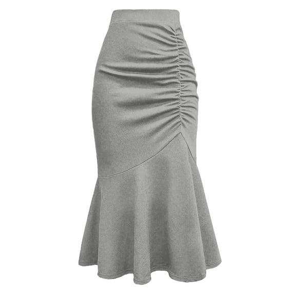 Plus Size Skirts for Curvy Women Solid Color High Waisted Long Skirt Casual Work Office Fishtail Maxi Skirts for Women 2025
