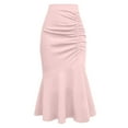 thumbnail image 1 of Plus Size Skirts for Curvy Women Solid Color High Waisted Long Skirt Casual Work Office Fishtail Maxi Skirts for Women 2025, 1 of 5