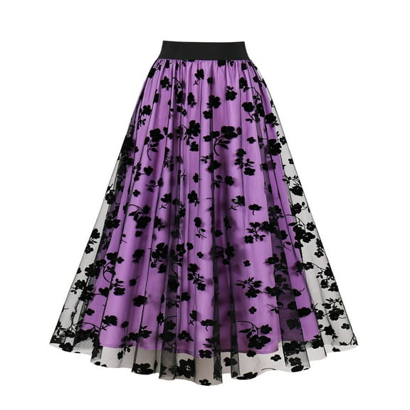 Plus Size Skirts for Women Vintage Print Casual Summer High Waist A-Line Skirts for Party Women's Skirts