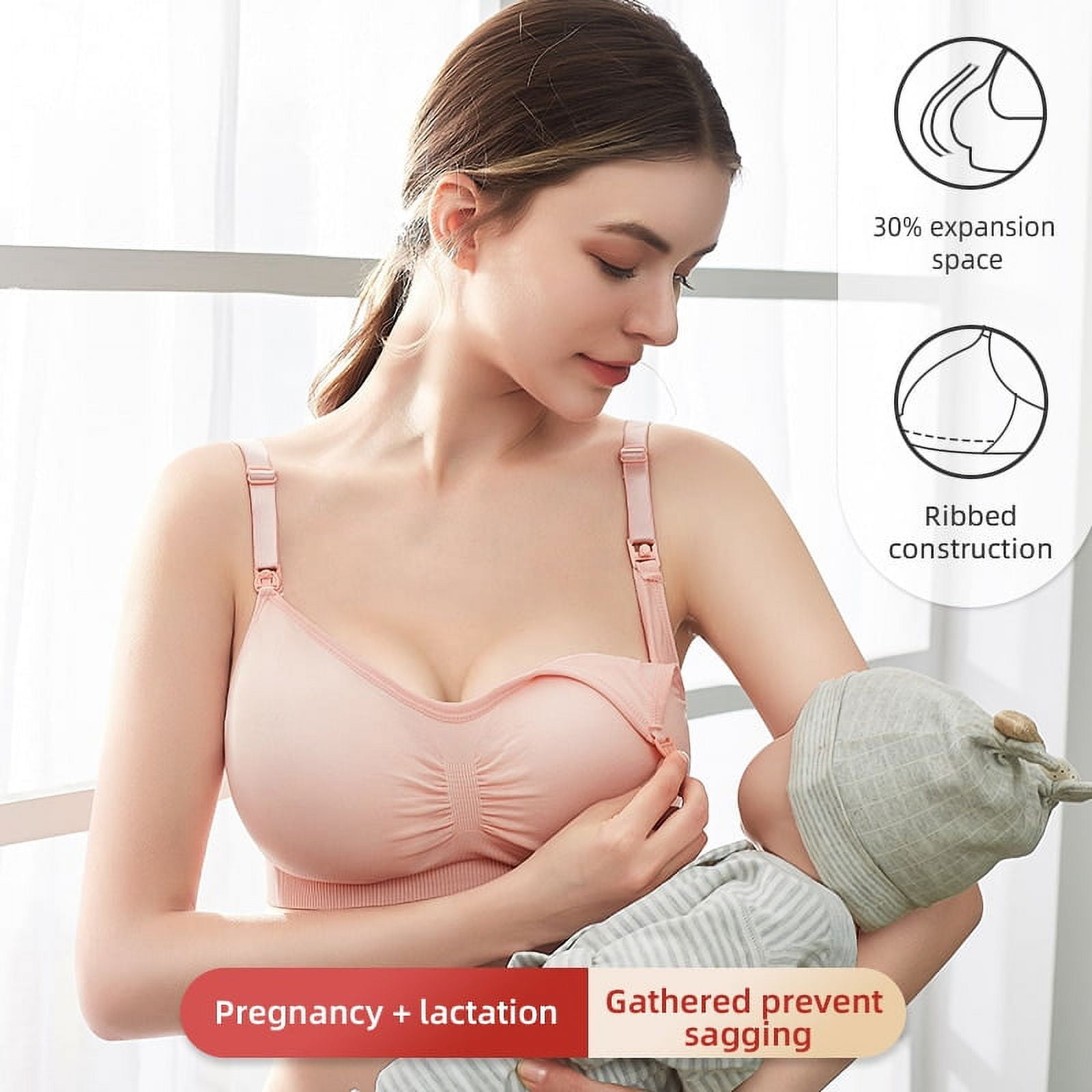 Plus Size Sleeping Nursing Bra Breathable Women Wirefree Breastfeeding  Underwear Seamless Maternity Bra for Women Push Up Maternity Bralette