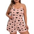 thumbnail image 1 of Plus Size Sleepwear Womens Cami Pajamas Sets Heart 2 Piece Lounge Wear Cute Pjs Tank Top with Shorts Pink, 5XL, 1 of 3