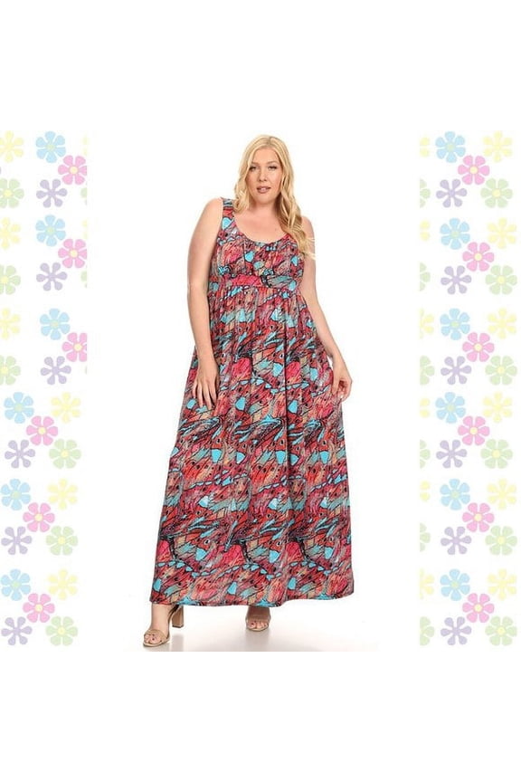 Plus Size Sleeveless Empire Waist Maxi Dress Made in the U.S.A. - 1X