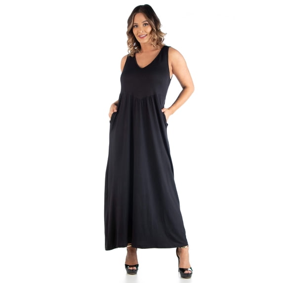 Plus Size Sleeveless Pocket A Line Maxi Dress