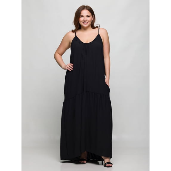 Plus Size Sleeveless Side Slit Fitted Midi Dress