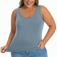 thumbnail image 1 of Plus Size Sleeveless Tops for Women Casual Tank Tops with Built in Bra Women's Plus Size Undershirt Summer Solid Sleeveless Tunic Blouses Tees Shirts New Blue XXL, 1 of 9