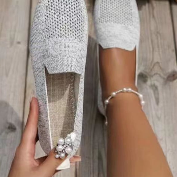 Plus Size Slip-On Shoes, Women’s Flat Easy-On Driving Shoes with Elastic Goring, Chic & Convenient for Errands, Office, and Extended Size Needs White 40