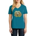 thumbnail image 1 of Plus Size Slothy Chess Graphic Design Ladies V-Neck - Teal XL, 1 of 2
