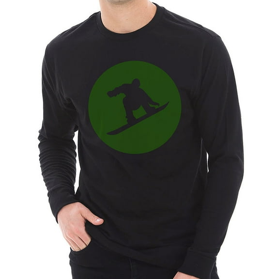 Plus Size Snowboarding Icon Graphic Design Unisex Ring Spun Cotton Premium Long Sleeve T-shirt - Black XL