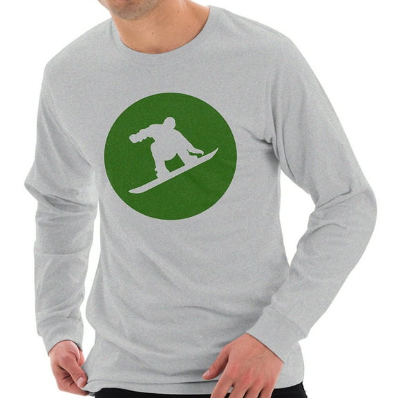 Plus Size Snowboarding Icon Graphic Design Unisex Ring Spun Cotton Premium Long Sleeve T-shirt - Heather Grey 3XL