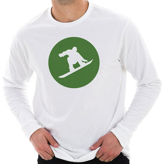 Plus Size Snowboarding Icon Graphic Design Unisex Ring Spun Cotton Premium Long Sleeve T-shirt - White 3XL