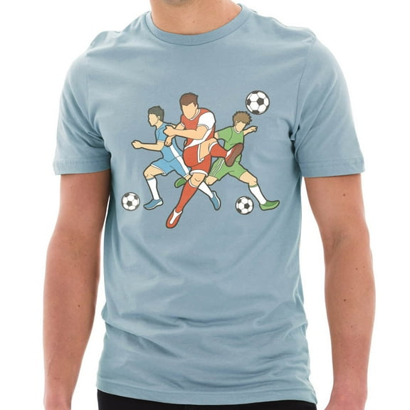 Plus Size Soccer Action Graphic Design Deluxe Jersey T-Shirt - Blue Mist XL