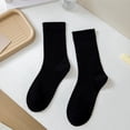 thumbnail image 1 of Plus Size Socks Wide Calf Soft Crew Socks Womens Comfortable Breathable Mid Tube Socks Black One Size, 1 of 2