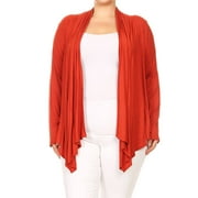 Women's Solid Plus Size Open Front Long Sleeve Lightweight Soft Basic Sweater Cardigan