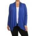 thumbnail image 1 of Women's Solid Plus Size Open Front Long Sleeve Lightweight Soft Basic Sweater Cardigan, 1 of 4