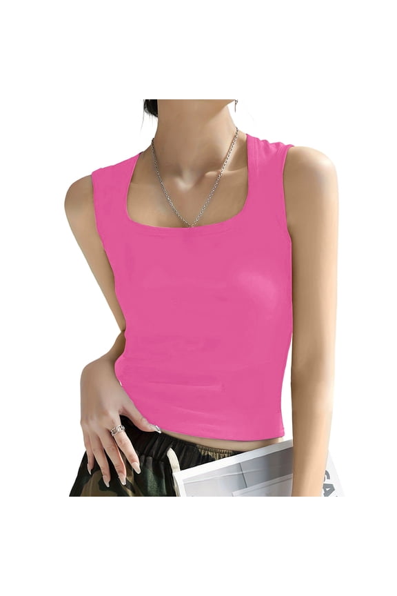 Plus Size Soft Summer Women Tops Spring and Summer Hot Girl Solid Color V-neck Tank