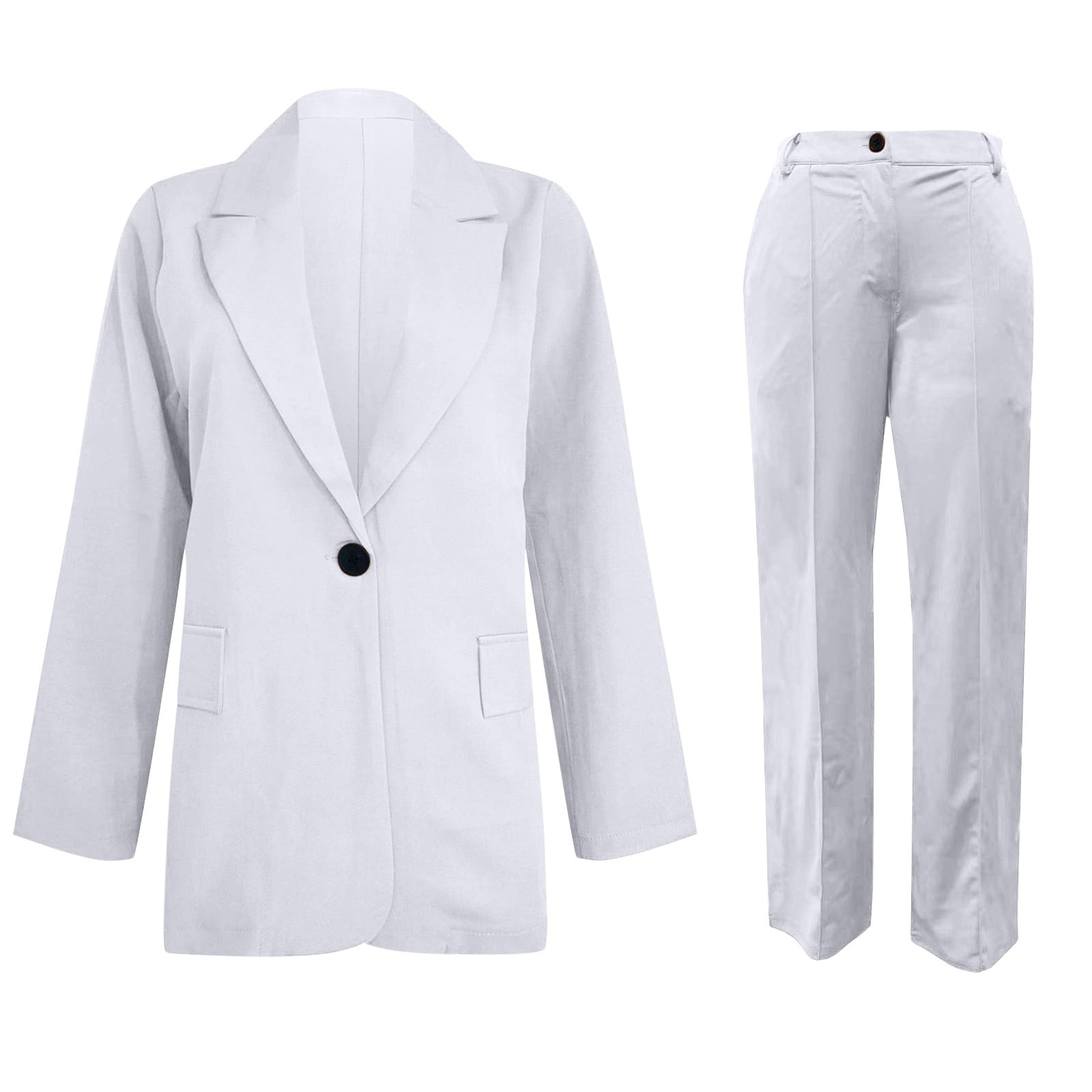 Pants Suit 2 Piece Set Women Fashion V Neck Long Sleeve Coat Top Long Pants  Suit White Black Outfits Casual Women Suits Clothing - AliExpress