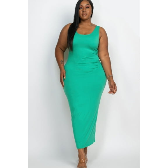 Plus Size Solid Basic Maxi Dress