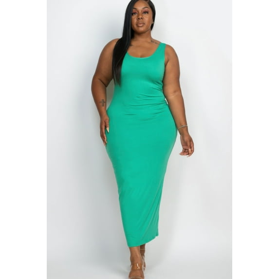 Plus Size Solid Basic Maxi Dress