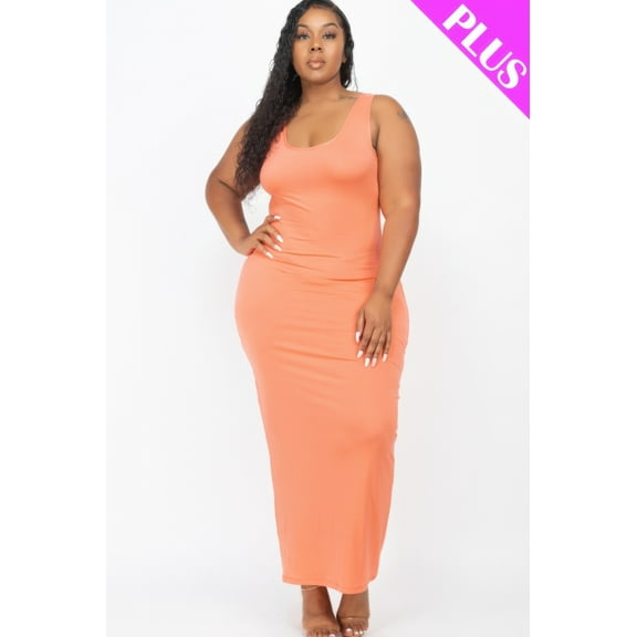 Plus Size Solid Basic Maxi Dress