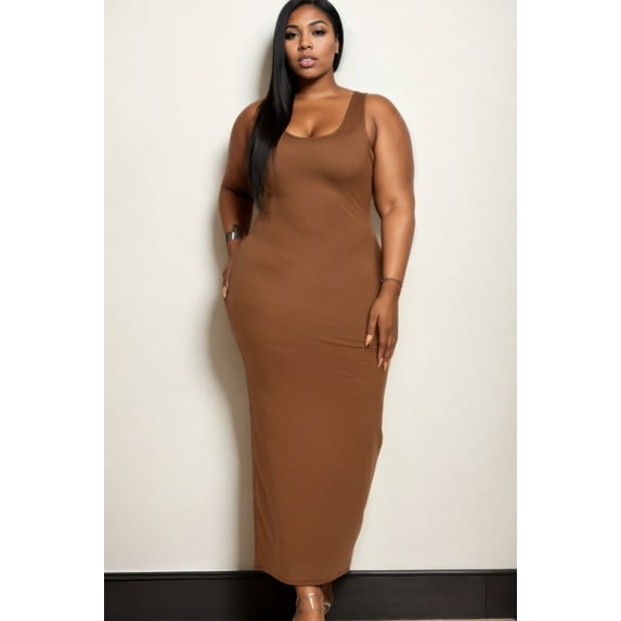 Plus Size Solid Basic Maxi Dress