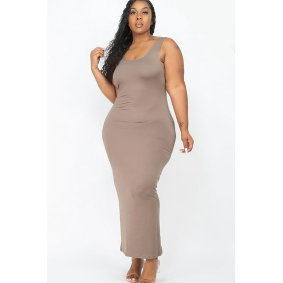 Plus Size Solid Basic Maxi Dress