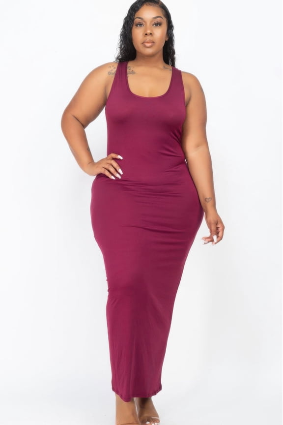 Plus Size Solid Basic Maxi Dress