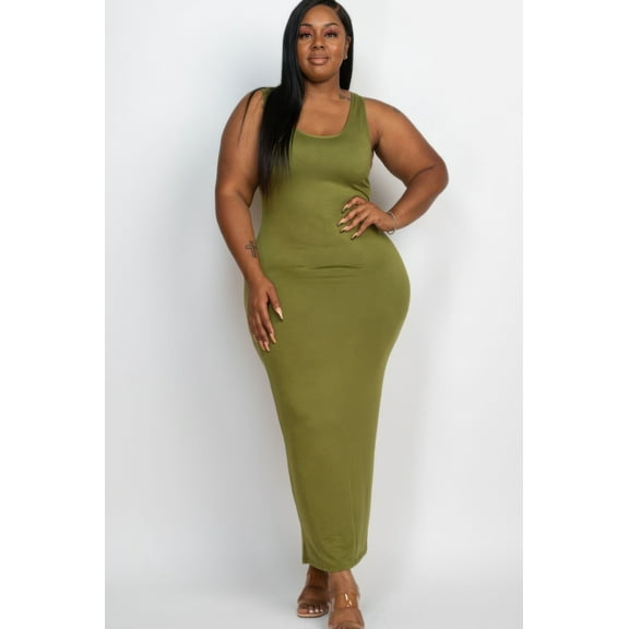 Plus Size Solid Basic Maxi Dress