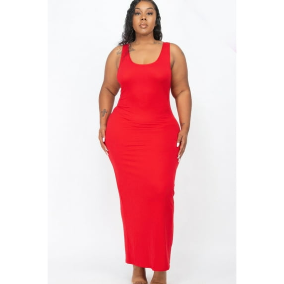 Plus Size Solid Basic Maxi Dress