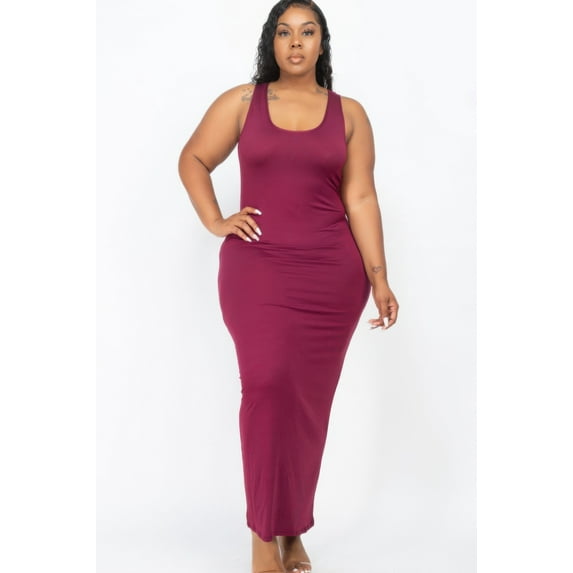 Plus Size Solid Basic Maxi Dress